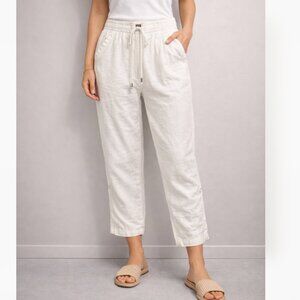 Point Zero Women’s Size 32 White Linen Ankle Crop Pants Drawstring